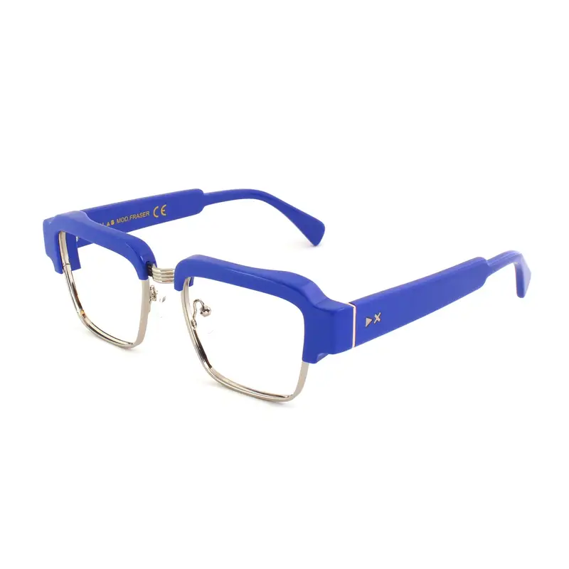 XLAB Unisex FRASER Montature da vista Acetato Nero/Oro  Squadrata Anti-luce blu