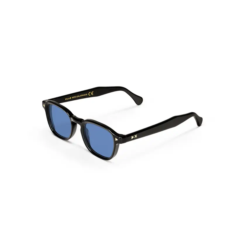 XLAB Unisex GALAPAGOS Occhiali da sole Acetato Blu striato Azzurro Pantos Polarizzata