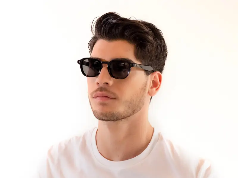 XLAB Unisex GALAPAGOS Occhiali da sole Acetato Bordeaux scuro Azzurro Pantos Polarizzata miniatura 3