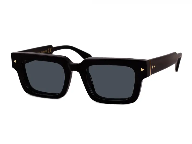 XLAB Unisex GAMBIER Occhiali da sole Acetato Nero Fumo Squadrata Polarizzata