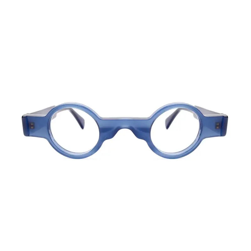 Unisex Goa Montature da vista Acetato Blu Rotonda Anti-luce blu miniatura 2