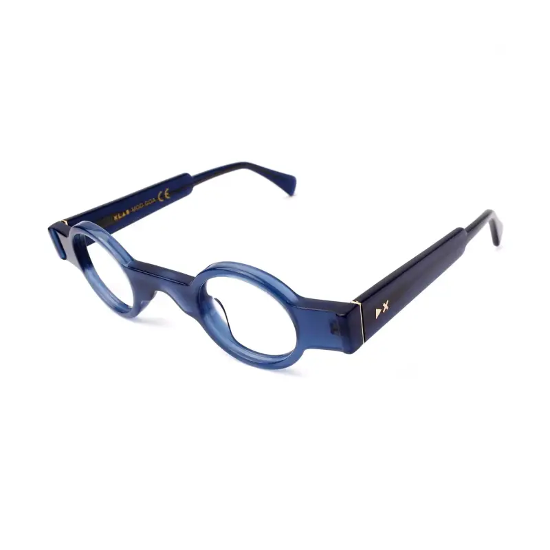 Unisex Goa Montature da vista Acetato Blu Rotonda Anti-luce blu