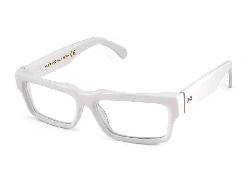 XLAB Unisex HALF MOON Montature da vista Acetato Bianco  Squadrata Antiriflesso Antiriflesso