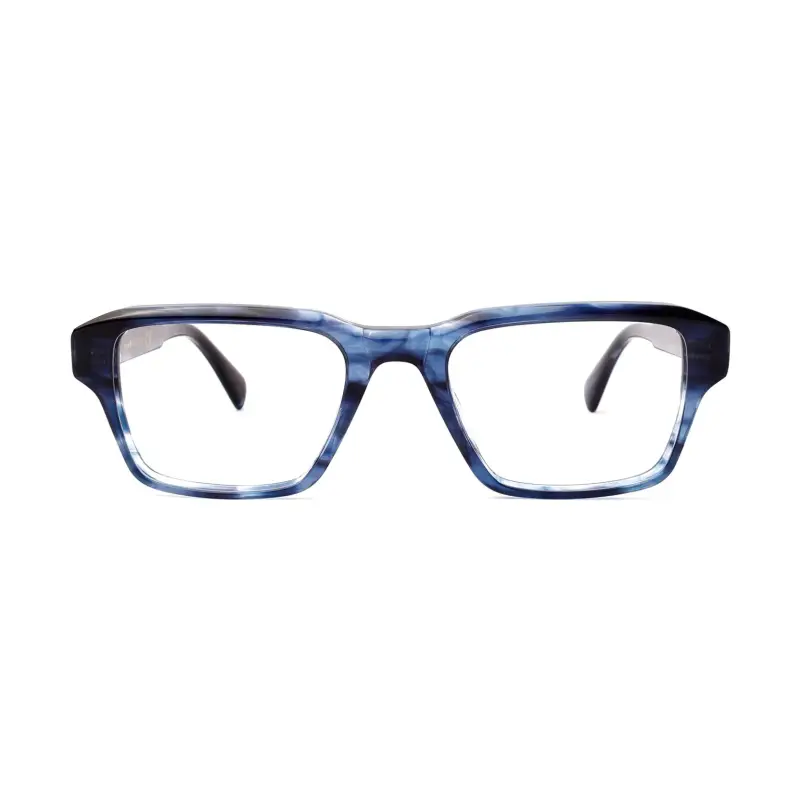 Unisex Ios Montature da vista Acetato Blu Squadrata Anti-luce blu miniatura 2