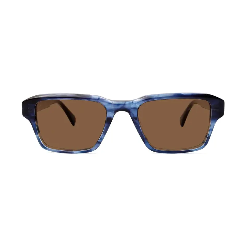 Unisex Ios Occhiali da sole Acetato Blu Marrone Squadrata Polarizzata miniatura 2
