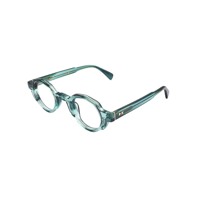 XLAB Unisex Itaca Montature da vista Acetato Verde strisciato  Geometrica Antiriflesso Antiriflesso