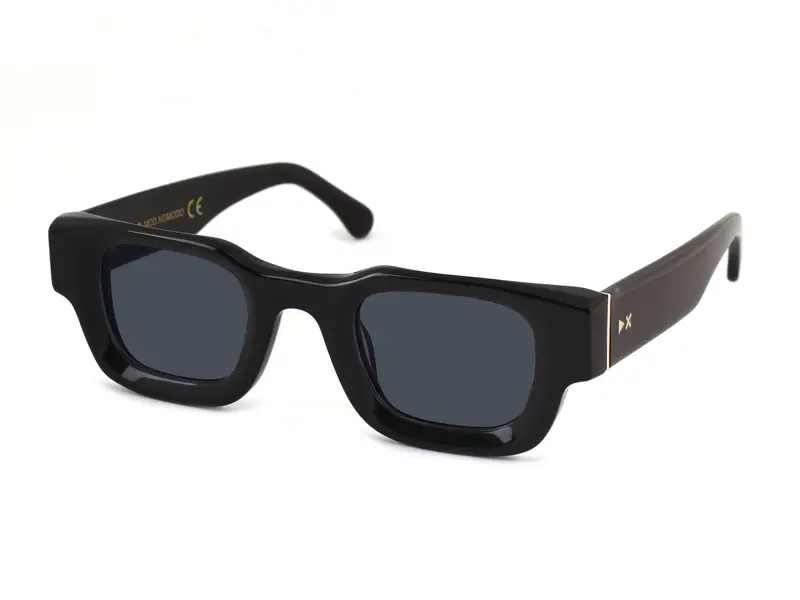 XLAB Unisex KOMODO Occhiali da sole Acetato Nero Fumo Squadrata Polarizzata