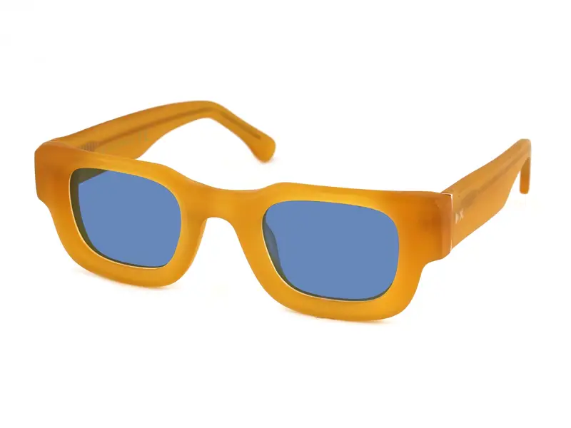 XLAB Unisex KOMODO Occhiali da sole Acetato Tartaruga-rosso Azzurro Squadrata Sfumato miniatura 3