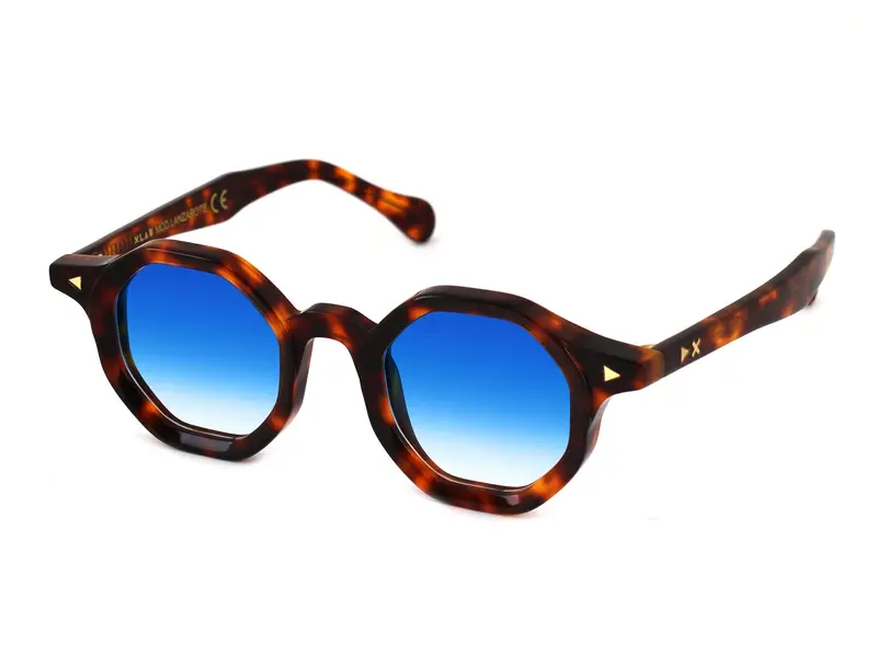 XLAB Unisex LANZAROTE Occhiali da sole Acetato Trasparente Azzurro Geometrica Polarizzata miniatura 2