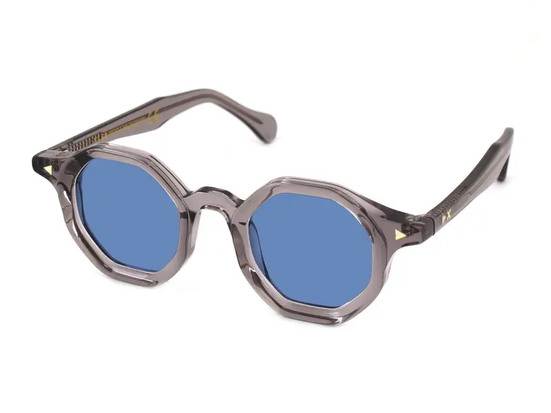 XLAB Unisex LANZAROTE Occhiali da sole Acetato Trasparente Azzurro Geometrica Polarizzata miniatura 3