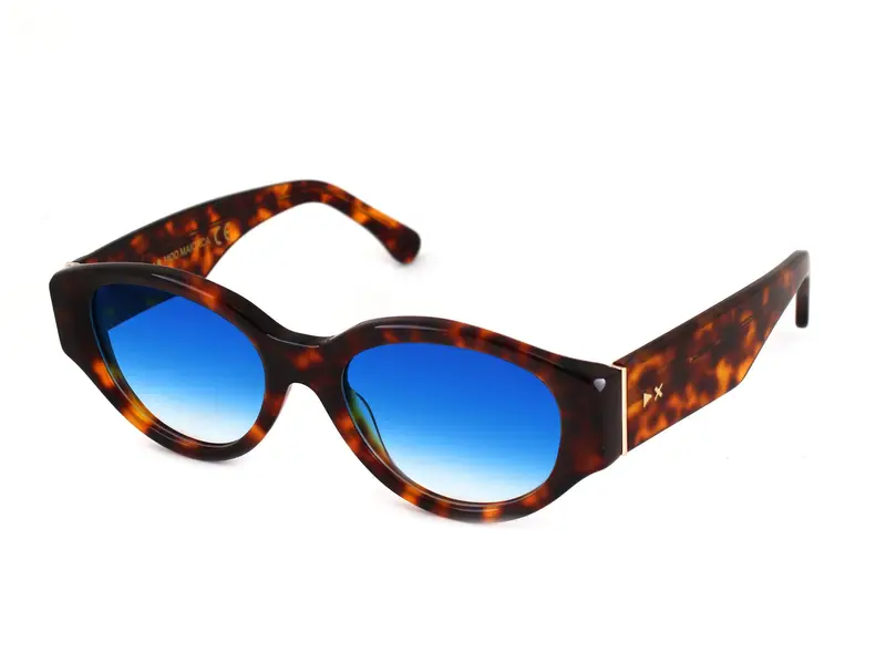 XLAB Unisex MAIORCA Occhiali da sole Acetato Rosso Azzurro Rotonda Polarizzata miniatura 3