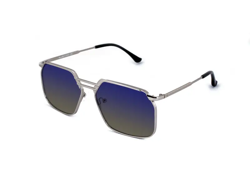 XLAB Unisex MOOREA Occhiali da sole Metallo Argento Azzurro Oversize Polarizzata miniatura 3