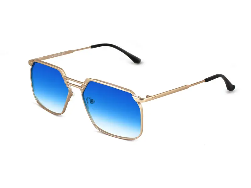 XLAB Unisex MOOREA Occhiali da sole Metallo Oro Azzurro Oversize  Sfumato