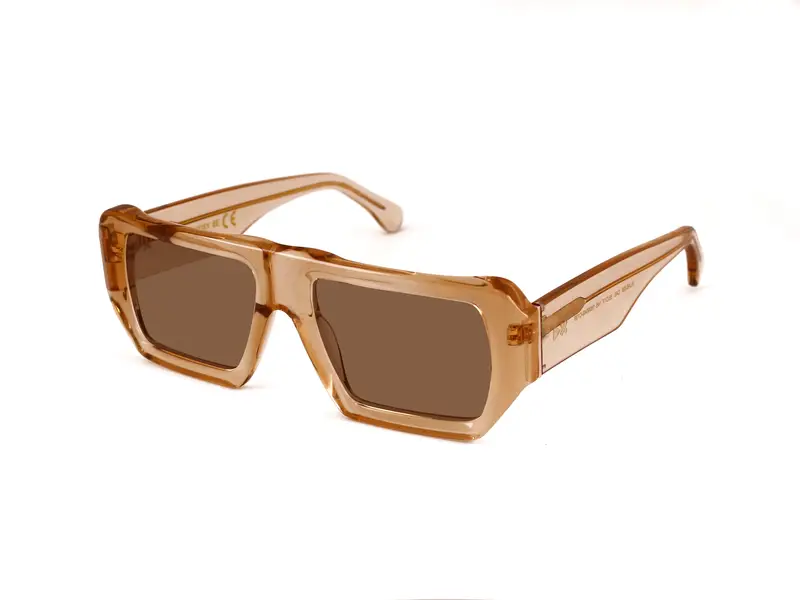 XLAB Unisex NOSY BE Occhiali da sole Acetato Champagne Marrone Squadrata Polarizzata miniatura 3