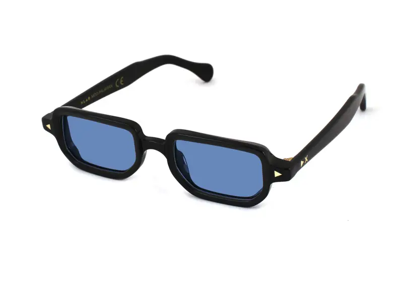 XLAB Unisex PALAWAN Occhiali da sole Acetato Nero Azzurro Squadrata Polarizzata