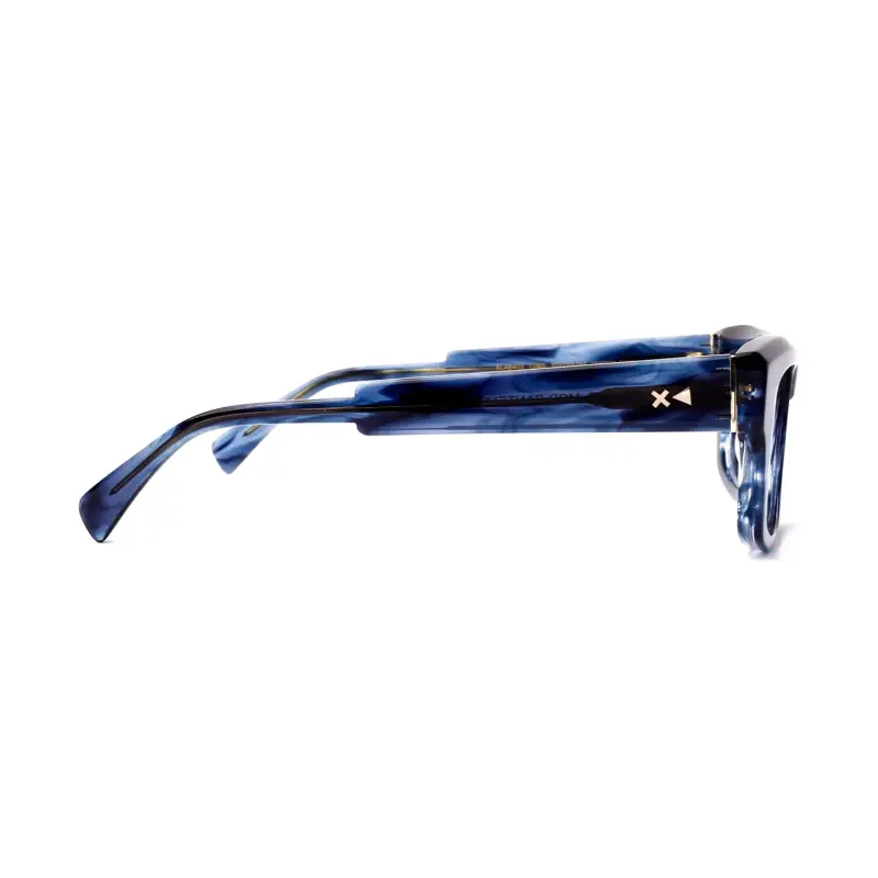 Unisex Pantelleria Occhiali da sole Acetato Blu striato Azzurro Squadrata Sfumato miniatura 3