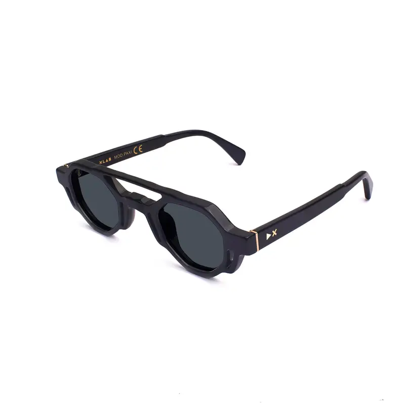 XLAB Unisex Paxi Occhiali da sole Acetato Nero Fumo Geometrica Polarizzata