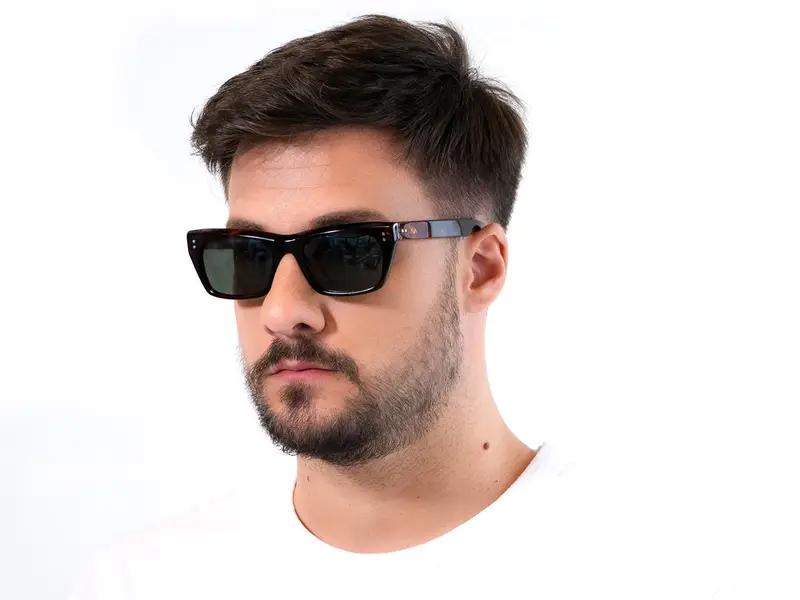 XLAB Unisex PENANG Occhiali da sole Acetato Tartaruga Verde G15 Squadrata Polarizzata miniatura 2