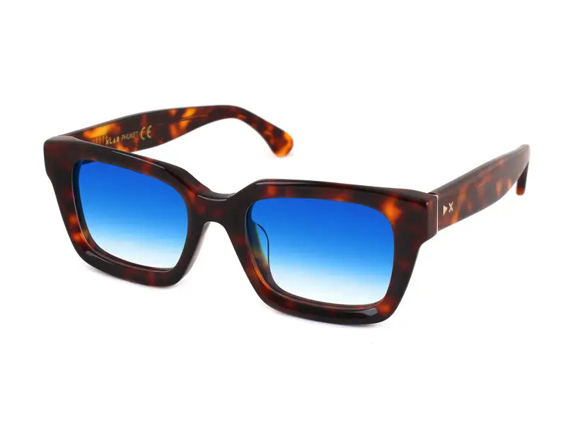 XLAB Unisex PHUKET Occhiali da sole Acetato Champagne Marrone Squadrata Polarizzata miniatura 2