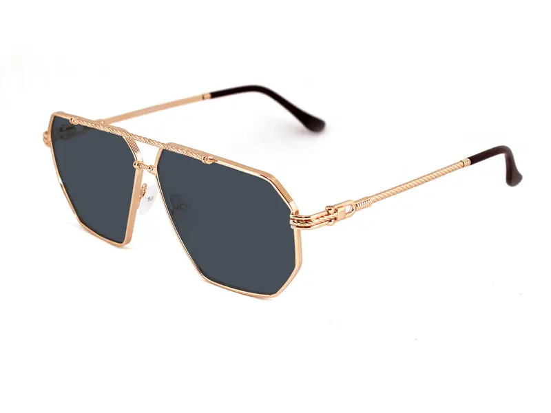 XLAB Unisex PROCIDA Occhiali da sole Metallo Oro Fumo Geometrica Polarizzata