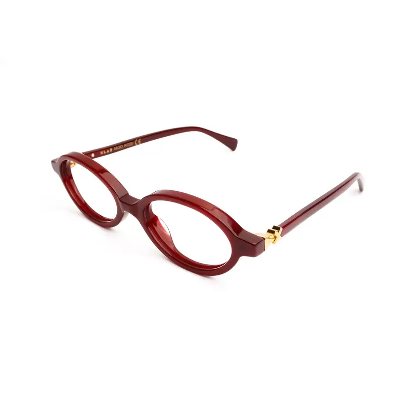 XLAB Unisex Rodi Montature da vista Acetato Bordeaux  Rotonda Anti-luce blu Anti luce blu - per PC
