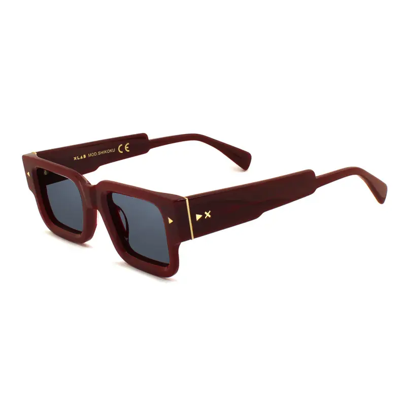 XLAB Unisex SHIKOKU Montature da vista Acetato Bordeaux Squadrata Antiriflesso Antiriflesso miniatura 3