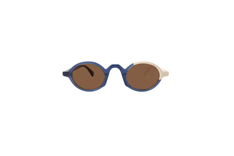 Unisex St Elena Occhiali da sole Acetato Nero Azzurro Rotonda Normale Sfumato miniatura 2