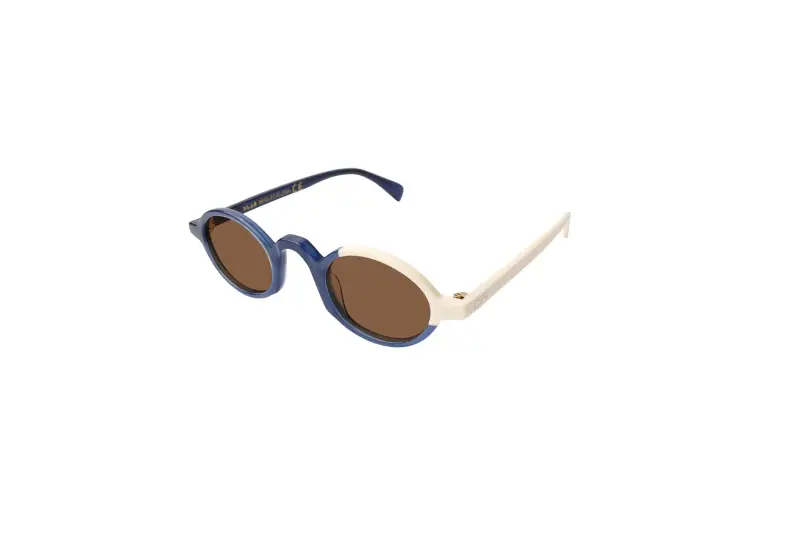 Unisex St Elena Occhiali da sole Acetato Nero Azzurro Rotonda Normale Sfumato