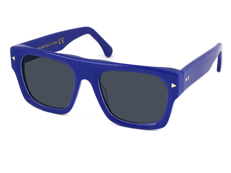 XLAB Unisex ST. JOHN Occhiali da sole Acetato Nero Azzurro Avvolgente Sfumato miniatura 3