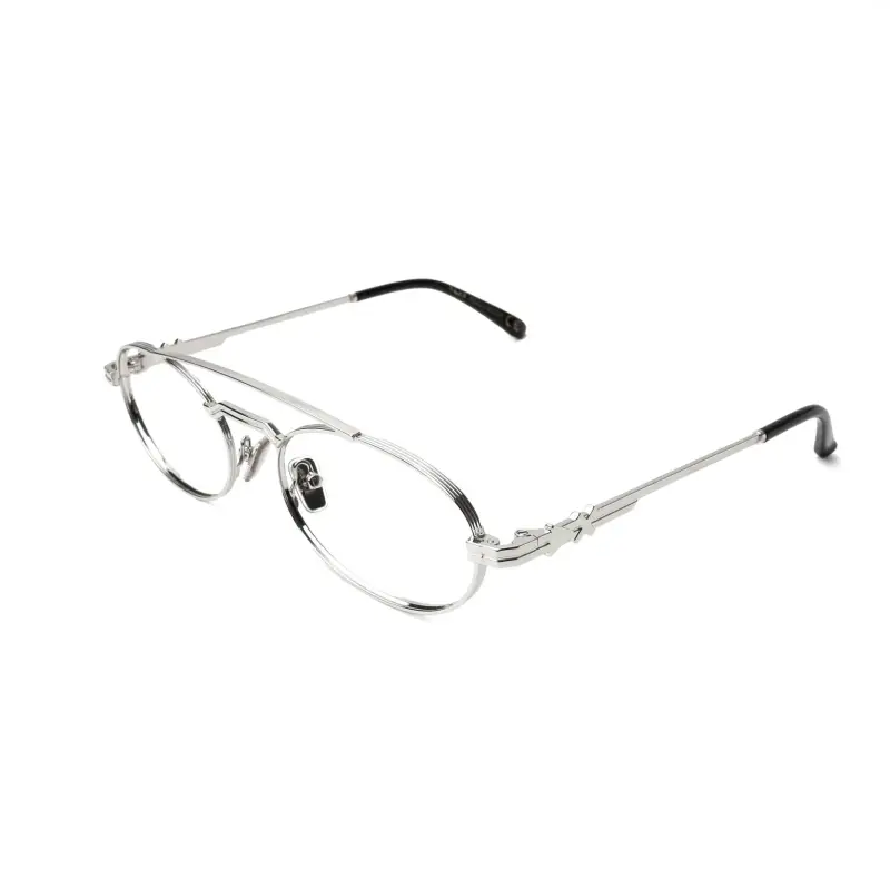 Unisex Viktor Montature da vista Metallo Argento Rotonda Anti-luce blu