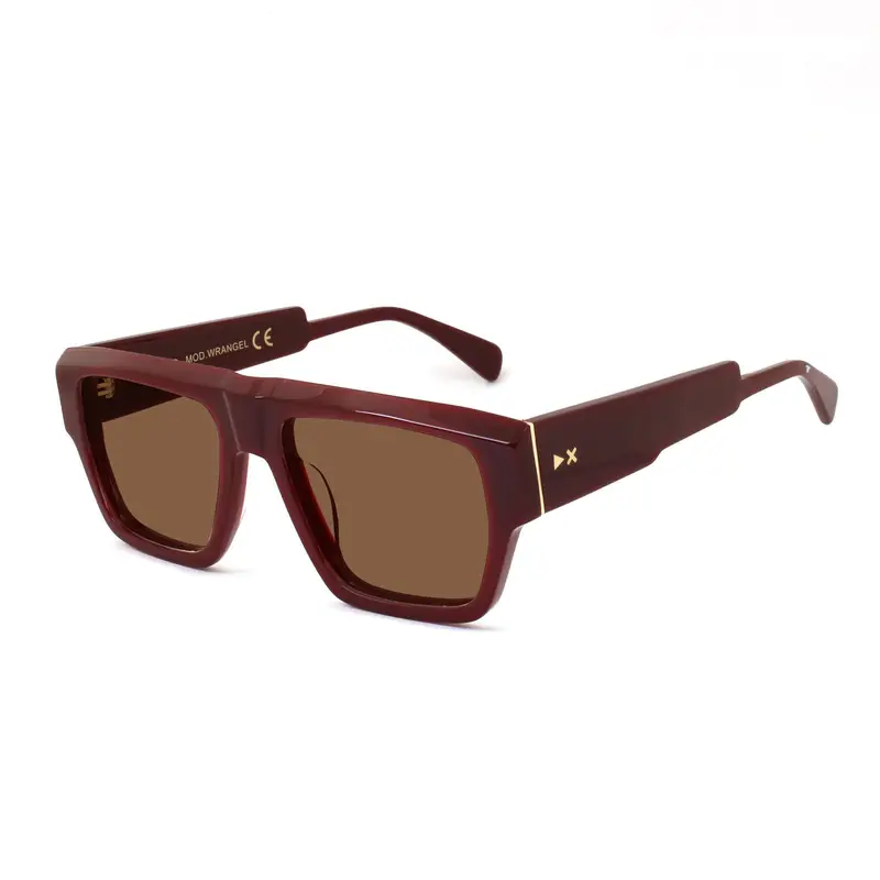 XLAB Unisex WRANGEL Occhiali da sole Acetato Bordeaux Marrone Squadrata Polarizzata miniatura 3