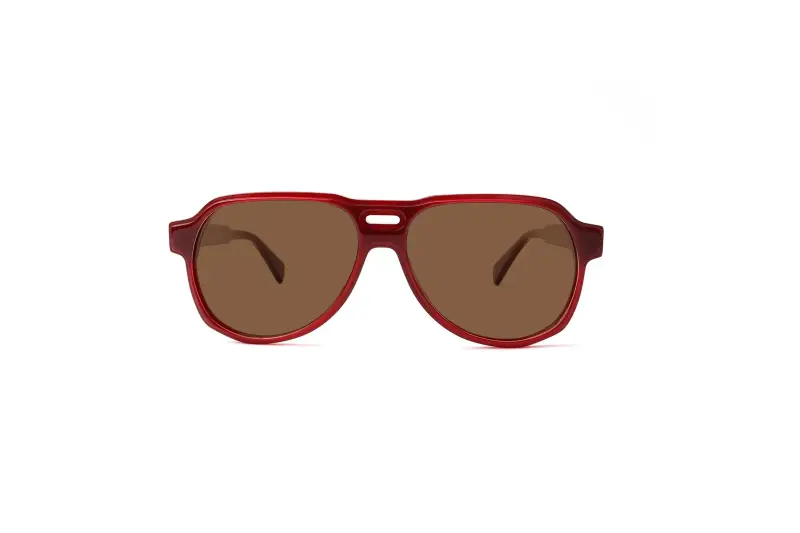 Unisex Zanzibar Occhiali da sole Acetato Bordeaux Marrone Pilot Polarizzata miniatura 2