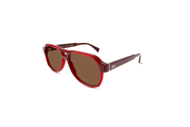 Unisex Zanzibar Occhiali da sole Acetato Bordeaux Marrone Pilot Polarizzata