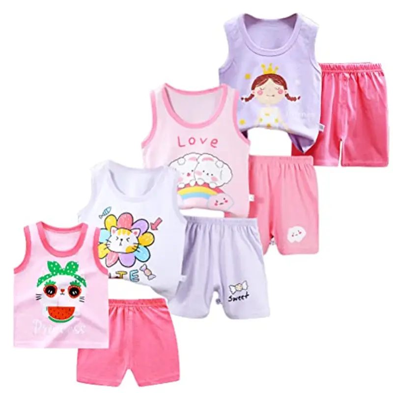 XM-AMIGO Set 8 Pezzi Neonato Canotta Senza Maniche Pantaloncini