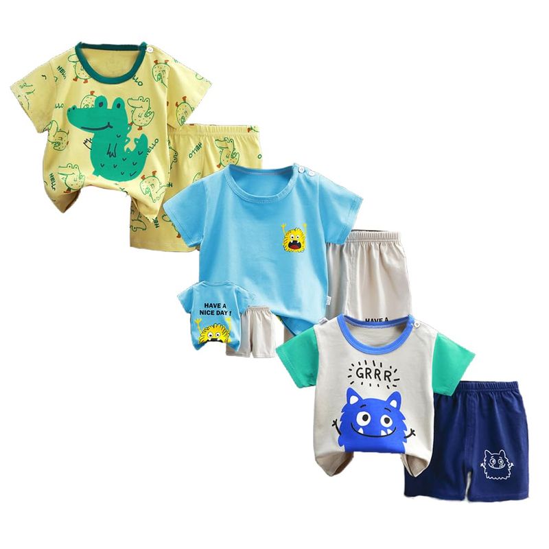 XM-AMIGO Set 3 Pantaloncini T-Shirt Neonati Ragazzi