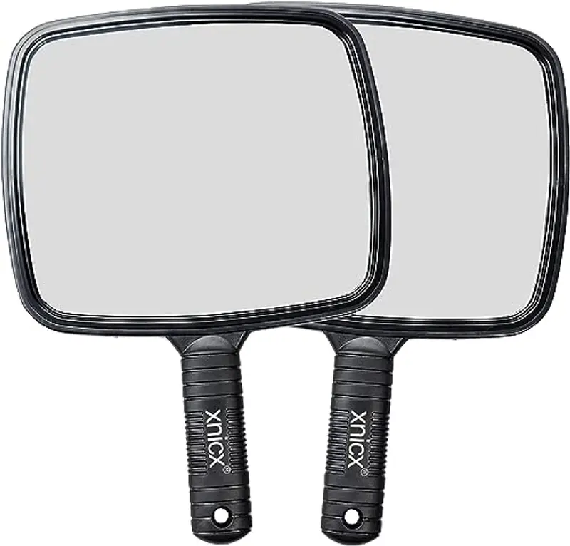 xnicx 2 Pezzi Specchio a mano con manico, professionale specchio portatile con manico, per Salone Parrucchiere Barbiere,specchi a mano per trucco, viaggi, parrucchiere e rasatura