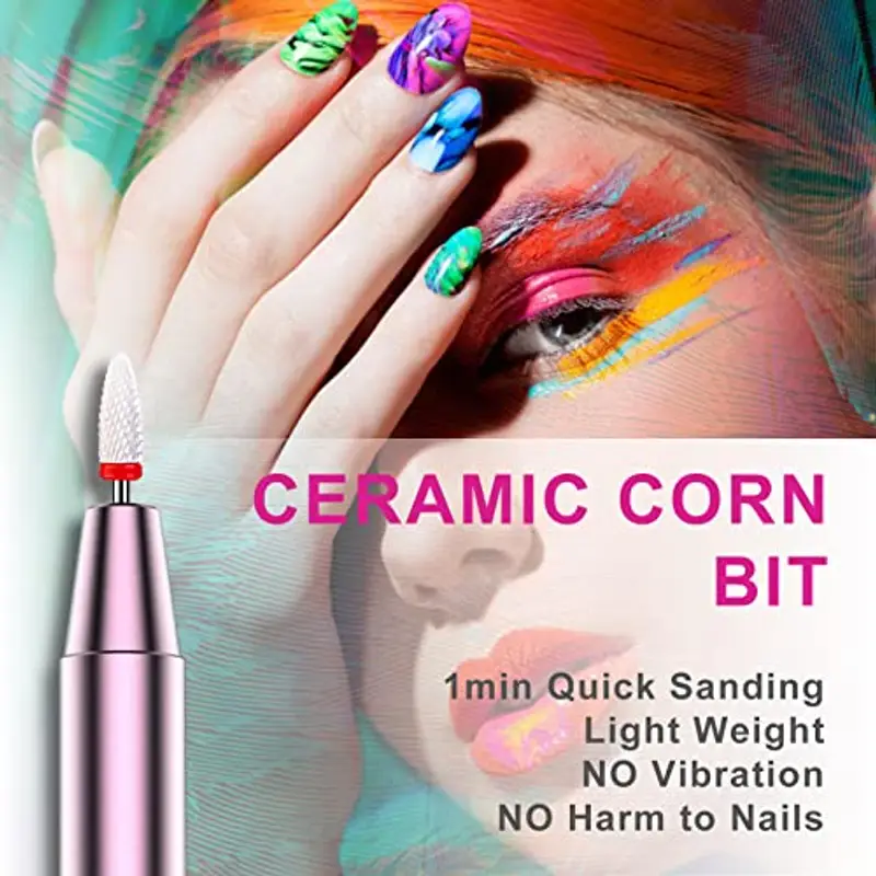 Xoali Fresa per Unghie 25000RPM, 12 in 1 Lima Elettrica per Unghie Professionale Portatile, Levigatrice per Unghie con Punta in Ceramica, Velocità Regolabile, Manicure Pedicure Kit per Nail Art(Rosa) miniatura 3