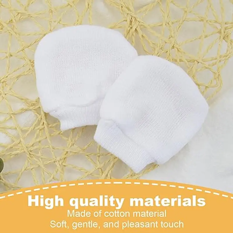 XPEX 4 Paia Guantini Neonato Antigraffio 0-3 Mesi, Guanti Cotone Bambina, Guanti Neonato Antigraffio Guanti Invernali In Cotone Guanti Da Bambino Per 0-6 Mesi Neonati E Bambine(4 Colore) miniatura 3