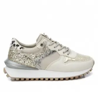 per donna 140020 Sneakers con diverse texture beige (37), Basso, Stringhe, Casual