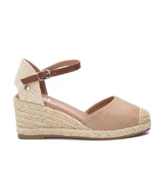 per donna 14074608-BEIGE Espadrillas in pelle 140746 marrone (37), 5 a 8cm, Camoscio, Fibbia, Casual