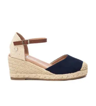 per donna 14074609-NAVY Espadrillas in pelle 140746 blu navy (37), 5 a 8cm, Camoscio, Fibbia, Casual