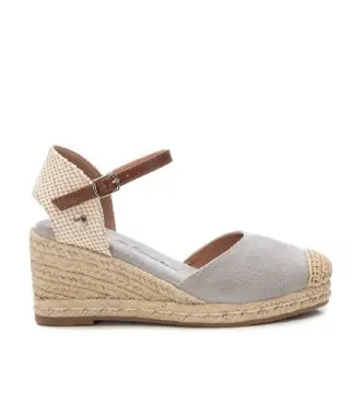 per donna 14074616-PLATA Espadrillas in pelle 140746 argento (37), 5 a 8cm, Camoscio, Fibbia, Casual