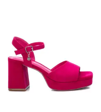 per donna 14147102-FUCSIA Sandali in pelle 141471 rosa (36), 5 a 8cm, Camoscio, Fibbia, Casual, Da sera