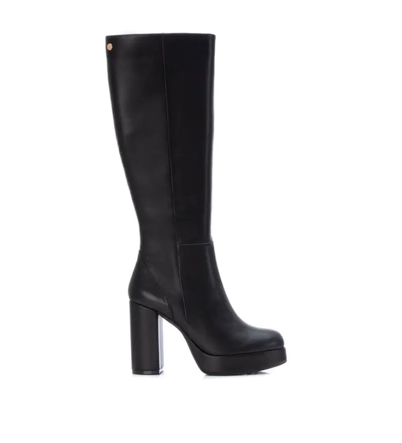per donna 14217901-NEGRO Stivali neri alti -Altezza tacco 10cm- (39), Nero, 8 a 10cm, Cerniera, Casual Pelle