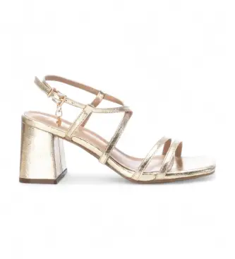 per donna 14235103-ORO Sandali dorati 142351 (38), 5 a 8cm, Fibbia, Casual, Da sera Pelle