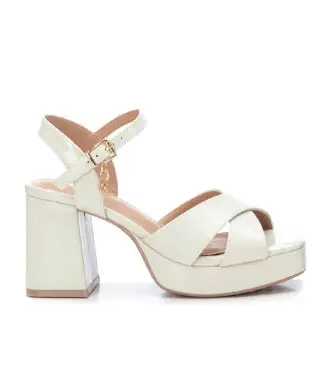 per donna 14235602-HIELO Sandali 142356 bianco sporco (37), 8 a 10cm, Fibbia, Casual, Da sera