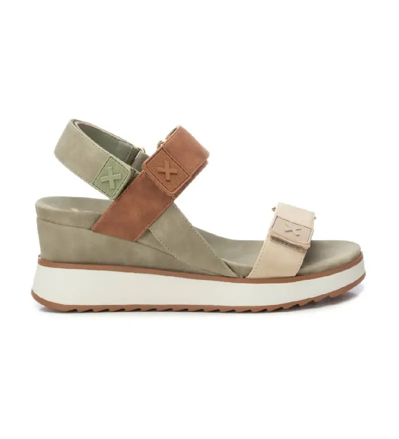 per donna. 14384806-KAKI Sandali 143848 verdi (37), 5 a 8cm, Velcro, Casual, Verde Pelle