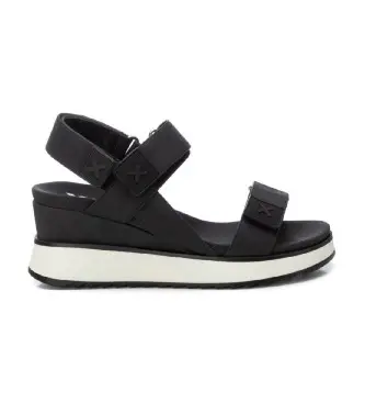 per donna 14384808-NEGRO Sandali 143848 neri (36), Nero, 5 a 8cm, Velcro, Casual Pelle