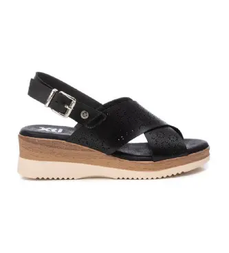 per donna 14385204-NEGRO Sandali 143852 neri (37), Nero, 3 a 5cm, Fibbia, Casual Pelle