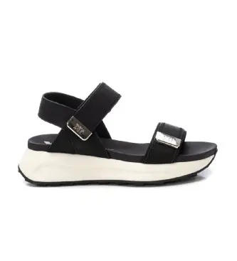 per donna 14387401-NEGRO Sandali 143874 neri (37), Nero, 3 a 5cm, Velcro, Casual Pelle